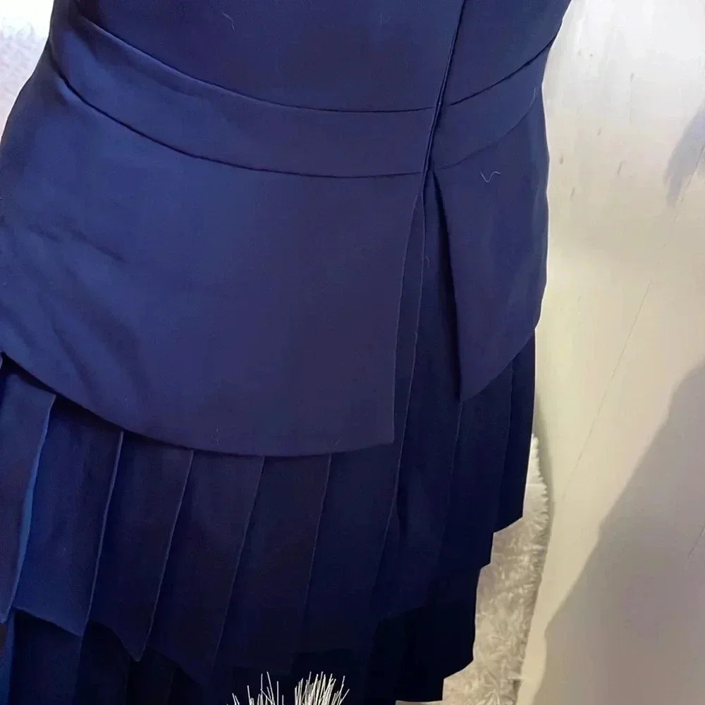 BCBG Cutout pleated peplum dress in navy blue New - Picture 9 of 13
